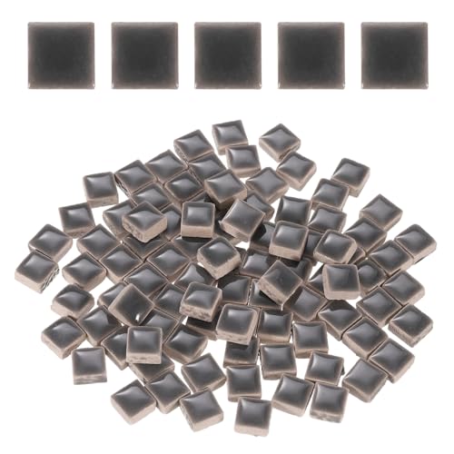 sourcing map 100g Square Mosaic Tiles, Colorful Ceramic Mosaic Tiles for Crafts Bulk Mosaic Supplies for Home Decoration Art Crafts DIY Projects, 0.4 x 0.4Inch, Dark Grey