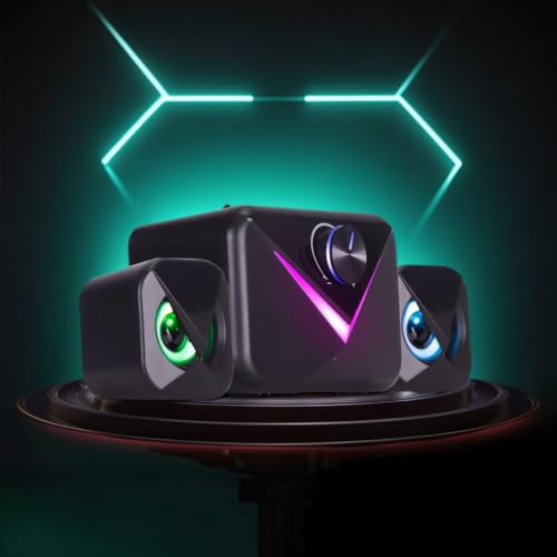 Caixa de Som PC RGB com 7 Modos de Luz LED - 16W RMS com Subwoofe...