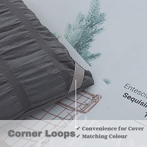 Haowaner 3 Pieces Seersucker King Comforter Set With Pillows, Grey King Comforter Set, Grey Comforter King Size,Grey Comforter Set For King Bed,King Bedding Set,Lightweight Comforter King Size,90X104 #TOP7