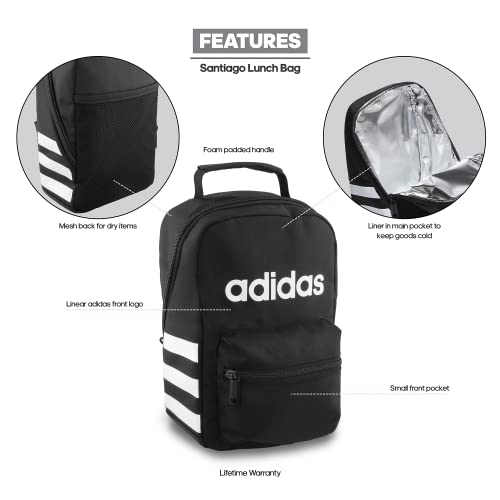 Adidas Santiago Lancheira unissex com isolamento, Dark Black/ White, One Size