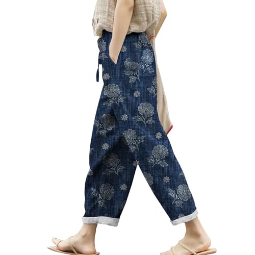 Pantalon en lin de luxe femme décontracté ample respirant