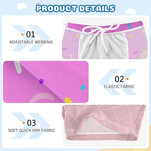 Boys Swim Trunks Quick Dry Bathing Suit Purple Pink Ice Cream Toddler Swim Shorts Boardshorts Swimwear 3-103
