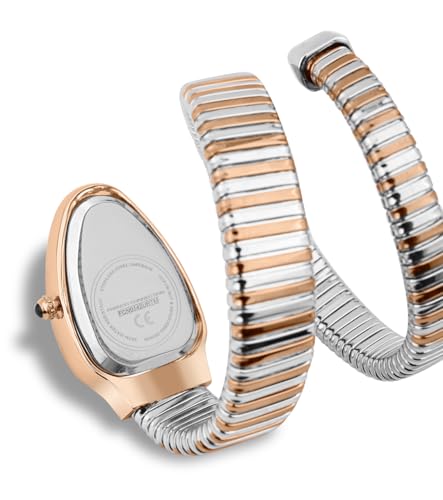 Image of French Connection Eternelle Curve | Brown Dial with Rose Gold Case | Flexible Wrap Bracelet Strap | Crystal Accent Design | Roman Numerals Analog Watch for Women - FCN0142BRTM