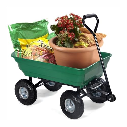 Heavy Duty Garden Cart with Rotating Handle and Pneumatic Tires