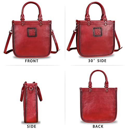 Image of Genuine Leather Handbags for Women Vintage Real Leather Fashion Tote Bag Shoulder Bag Crossbody Bag Satchel Purse