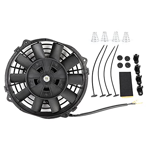 Ventilador Delgado de Radiador Eléctrico Universal, Ventilador de Enfriamiento de Radiador Eléctrico Delgado de 7 Pulgadas Termo 12V Universal con Kit de Montaje Conjunto de Ventilador de Radiador de