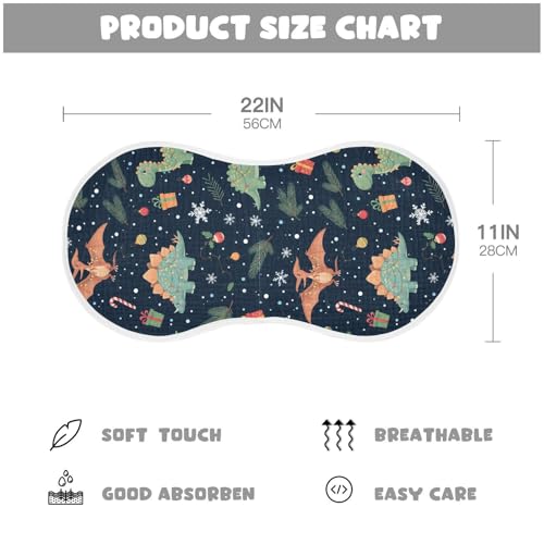 2 Pack Muslin Burp Cloths Christmas Dinosaurs Dark Cotton Baby Burp Cloths Ultra Absorbent and Soft Thick Burping Cloth for Newborn Boys Girls, Large 22" x 11"2