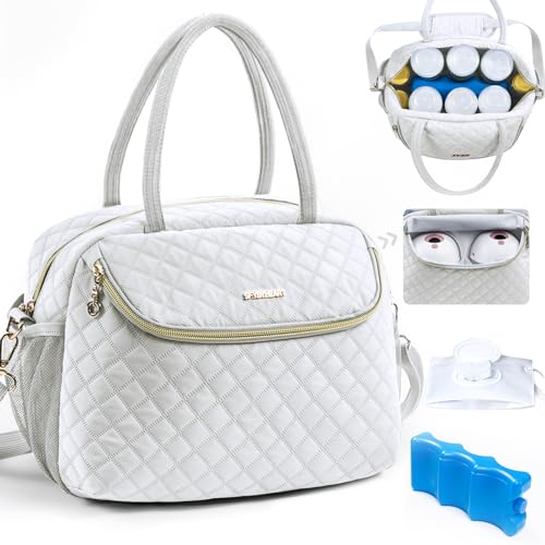 Image of Breastmilk Cooler Travel Bag with 2pcs Wipes Dispensers and Ice Pack -Baby Bottle Cooler Bag for 6 Baby Bottles Up to 9 Ounce - Breast Pump Bag, Breastmilk Storage Bag, Bottle bag for Daycare