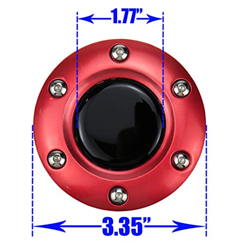 Modengzhe Universal Fit Red Plastic Cover 6-Bolts Steering Wheel Horn Button For Auto Car, 85Mm Diameter #TOP2