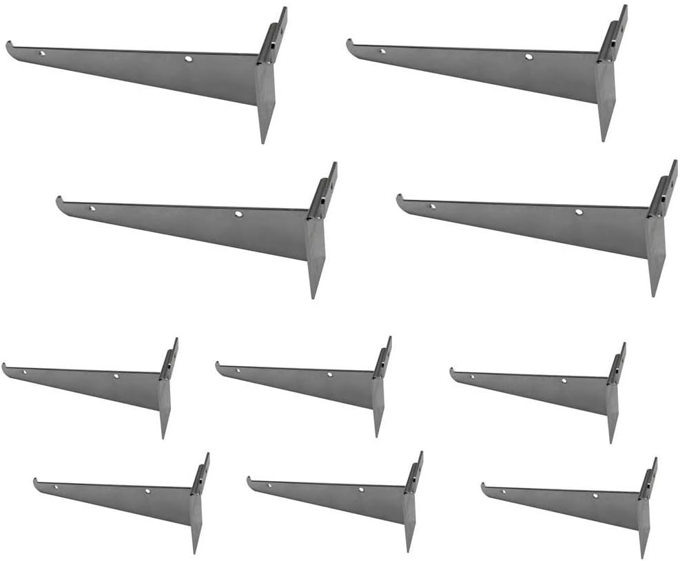 8 Slatwall Shelf Bracket, Chrome, Hanger Display Panel Shelf 10 Pc Set