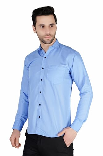 Image of Mens Slim fit Solid Casual Cotton Shirt with Spread Collar and Full Sleeves || Suitable for Office wear