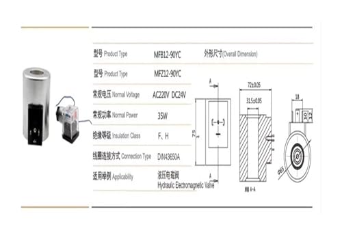 Bobine d'électrovanne hydraulique 36W, composant MFZ12-90 DC220V - 4