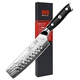 SHAN ZU Kochmesser Nakiri Küchenmesser Profi Messer 16.5 cm Allzweckmesser Damaskus Edelstahl Extra Scharfe Messerklinge mit ergonomischer Griff Exquisiter Geschenkverpackung