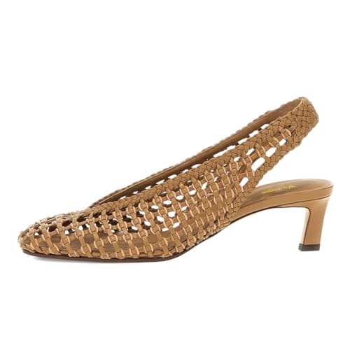 Women Slingback Strap Square Toe Pumps Slip On Low Kitten Heel Woven Sandals Summer Daily Dress Shoes Size 4-16 US