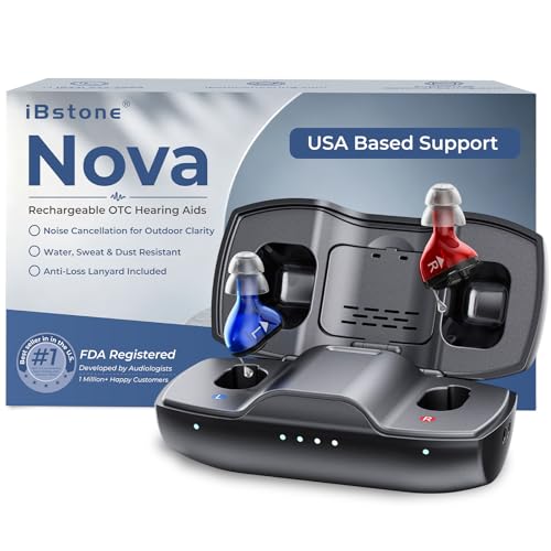 iBstone Nova Hearing Aids for Seniors Adults: Superior Sound Quality - Smart Noise Cancelling - No Feedback - 1.5Hrs Charging for 100Hrs Working - Come with Anti-Lost Lanyard - Over-the-Counter