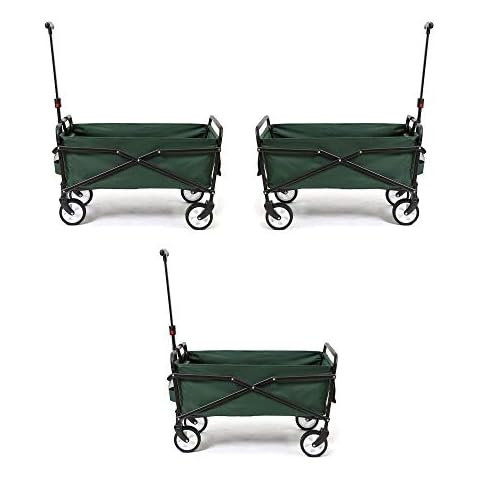 Seina Heavy Duty Compact 150 Pound Capacity Outdoor Utility Cart, Green (3 Pack) Cover