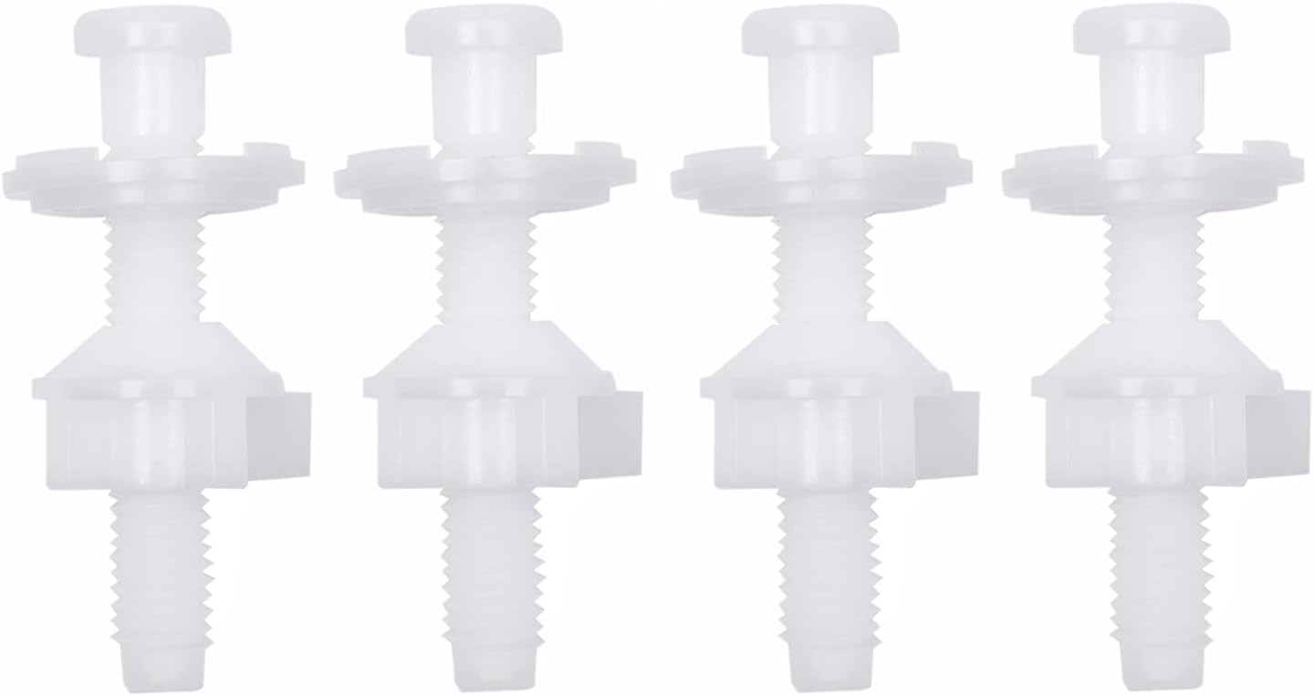 Toilet Seat Screws, Universal Toilet Seat Hinge Bolts and Screws, with Plastic Toilet Seat Hinge Bolts, Nuts and Washers, Replacement Parts for Fixing Top Mount Toilet Seat Hinges (4 Packs)
