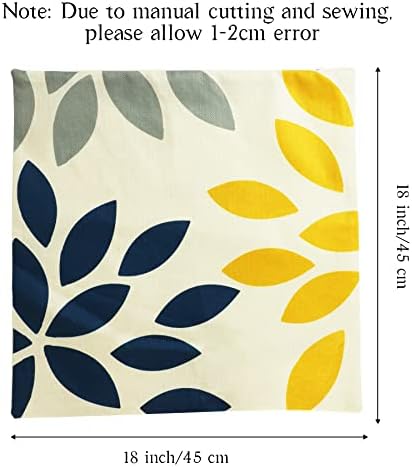 O'woda Geometric Cushion Covers, Set of 4 Cotton Linen Pillow Covers, Decorative Throw Pillow Case for Home Bedroom Sofa Garden (Geometric Yellow)