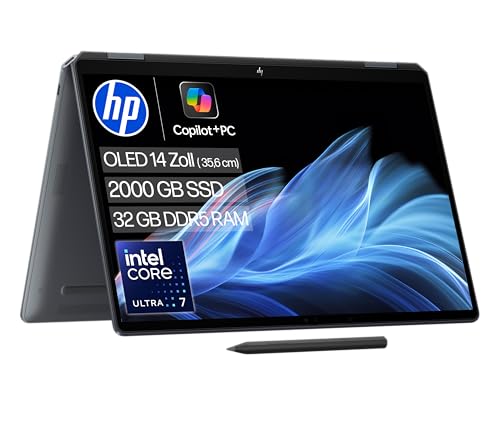 HP OmniBook Ultra Flip, Convertible Copilot+ PC, 14 Zoll 2,8K OLED Touchscreen 300 Nits, Intel Core Ultra 7 258V, 32 GB RAM, 2TB SSD, Intel Arc Graphics, Windows 11 Home, Eclipse Gray