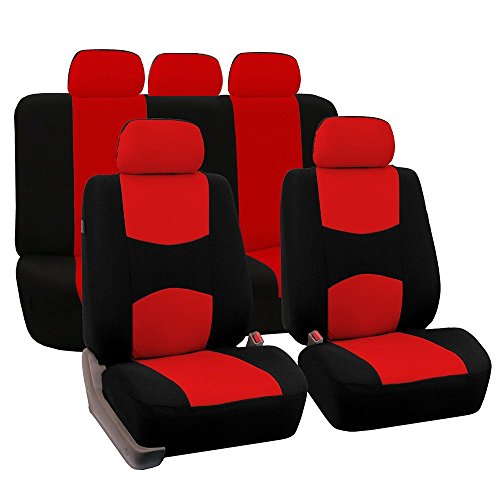 LJJWIW Car Seat Cover Sets for FIAT 500L 500X 500S 500e 500,Front Rear Covers Protector Breathable Comfortable Full Surround Kit Airbag Compatible Accessories,Red