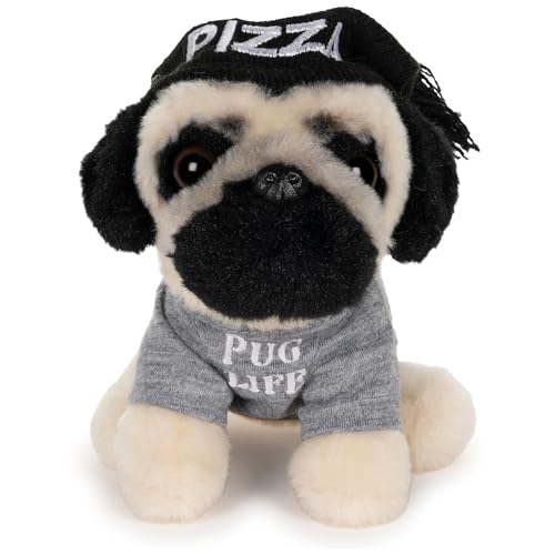 Doug The Pug chapeau à pizza GUND petite peluche anti-stress bureau
