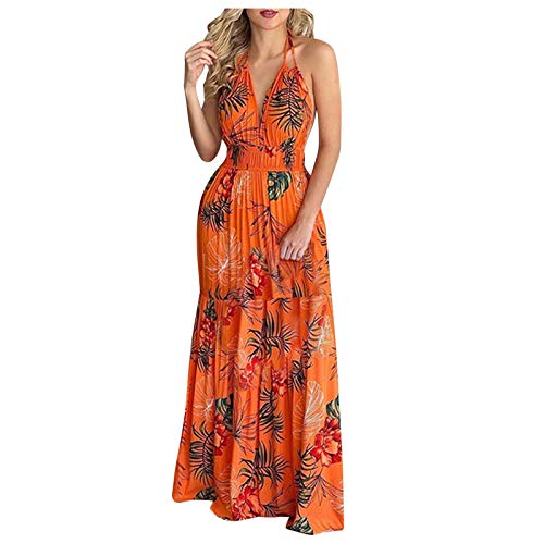 Vestido tropical de mujer para ropa de playa sin mangas y estampado sexy para el verano