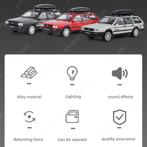Image of Die-Cast Metal Car Model 1:32 Scale SANTANA STATION | Alloy Metal Car with Openable Doors, Hood & Trunk | LED Headlight & Taillight with Sound | Pull Back & Go Toy for Kids & Collectors (white)