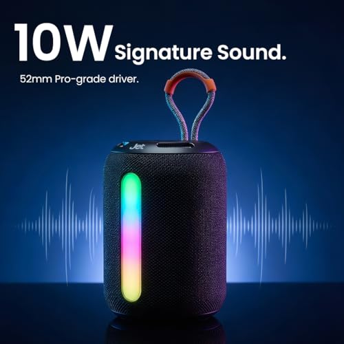 Image of Jet Flare Mini 225 10W Bluetooth Soundbar | 52mm Pro Drivers | RGB LED Party Lights | BT 5.4 | Type-C Fast Charging | USB & Micro SD Support | Portable Soundbar for TV, Room, Hostel & Travel