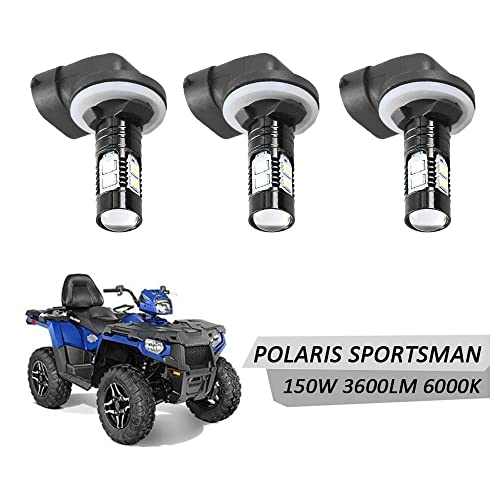 Headlight Bulbs Lamps Fit For Polaris Sportsman ACE 150W 6000K 3600LM Super White Color 3 Pack
