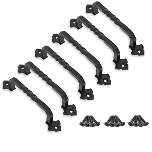 Ouvin 6 Pack Barn Door Pull Handle Hardware for Wooden Garden Gate Shed Cabinet Door 6Pcs (128mm/5inch), 5inch 6pcs