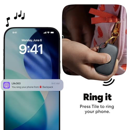 Image of Life360 Tile Pro - Powerful Bluetooth Tracker, Key Finder and Item Locator for Keys, Bags and More. Both iOS and Android Compatible. Phone Finder. 1-Pack (Black)