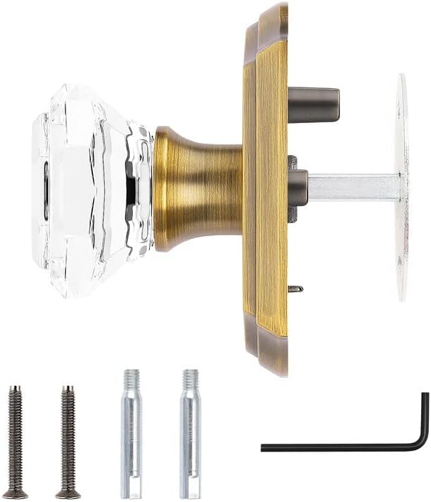 Miniatura 5 de Orger Pomos de puerta de cristal para interior de guardarropapuerta francesa, pomos decorativos inactivos individuales que no giran para un solo