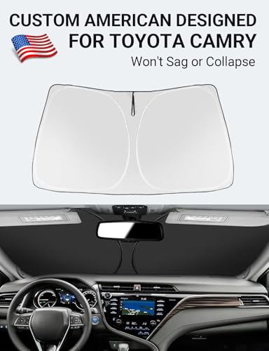 Image of Proadsy 2026 Upgrade Windshield Sun Shade Custom Fit 2018-2025 2026 Toyota Camry LE XLE Hybrid SE XSE 4-Layer Foldable Front Sunshade Protector Sun Visor Blocks UV Rays Keep Car Cooler