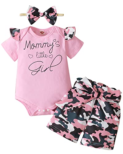 Image of Yvowming Newborn Baby Girl Clothes Infant Baby Ruffle Romper +Pants + Headband 3 PCS Outfits Set
