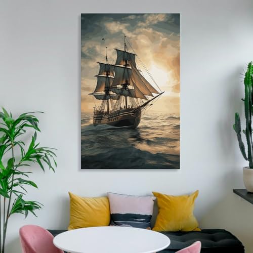 Bateau à voile affiche sur toile pour déco salon moderne - 6