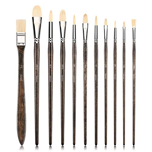 Fuumuui FUUMUUI456Y Oil Paint Brushes, 11Pcs Professional Natural Hog Bristle Acrylic Paint Brush Set Perfect thumb #5