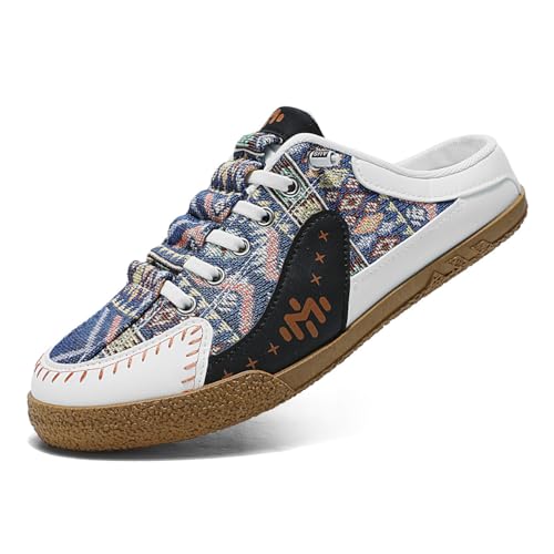 Women's Casual Canvas Loafers Slip On Sneakers - Embroidered Ethnic Style Comfort Walking Shoes