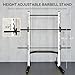 Soozier Squat Rack with Pull-Up Bar, Adjustable Power Rack with Barbell Bar, Multi-Functional Bench Press Rack for Home Gym Strength Training, White