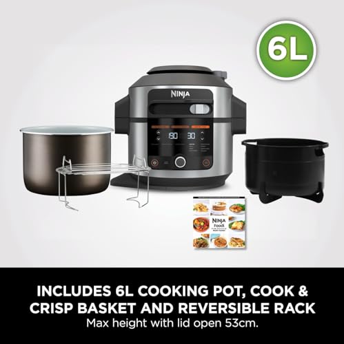 Ninja Foodi 11-in-1 SmartLid Multi-Cooker, 6L, Electric Pressure Cooker & Air Fryer, Layer Mains & Sides with Reversible Rack, Cooks 4 Portions, Dishwasher Safe Parts, Stainless Steel/Black OL550UK - Image 3