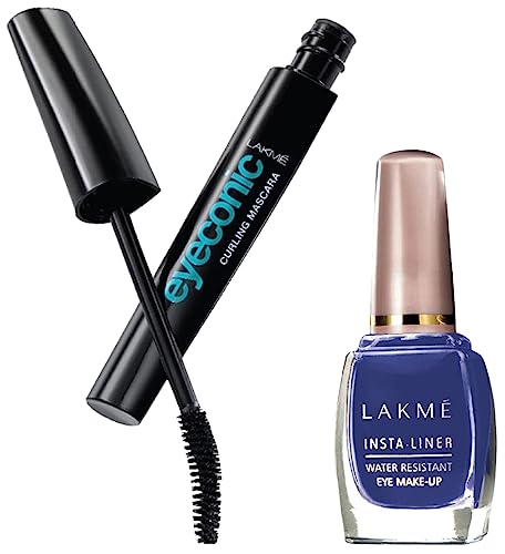 Lakme Eyeconic Lash Curling Mascara, Black, 9ml and Lakme Insta Eye Liner, Blue, 9 ml