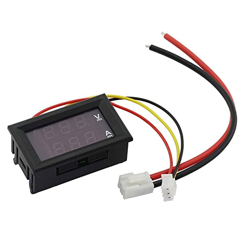 VooGenzek 2 PCS 0.28" LED Voltmeter Ammeter, Red and Blue Detector Voltage Current Meter Panel Amp Volt Gauge, DC 0-100V 10A for 12V / 24V Multimeter Amperage Meter Volt Amp Gauge Panel