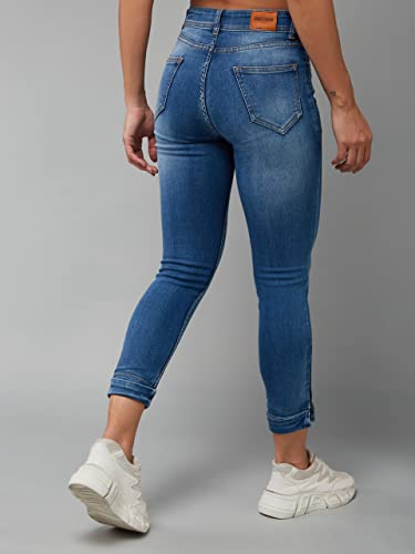 Image of Dolce Crudo Women's Skinny High Rise Bleached Cropped Stretchable Denim Jeans