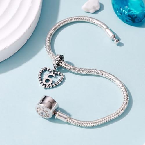 Image of 925 Sterling Silver Number Charm fits Pandora, Gift for Women