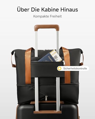 LUGGEX Reisetasche Handgepäck Tasche Ryanair Erweiterbare Weekender Damen Sporttasche mit Kulturbeutel Wasserabweisend Travel Duffle Bag 40×22×25 cm