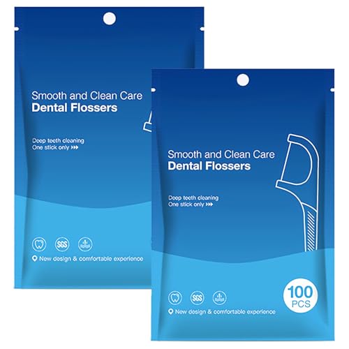 200 Pcs Dental Floss Picks – Extra Thin & Strong Floss Sticks for Tight Teeth | Disposable & Portable Teeth Cleaners | 2-in-1 Toothpick & Flosser for Fresh Breath