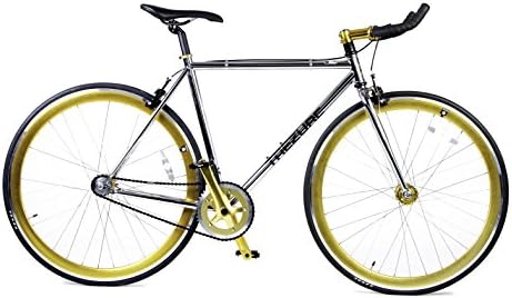 Trezure Bicycles 4130 Chromoly Fixed Gear/Single Speed/Fixie Bike Lightweight with Flip Flop Hub (Gold, 52CM)