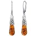 Baltic Amber Earrings Sterling Silver Cognac Color Tear Drop