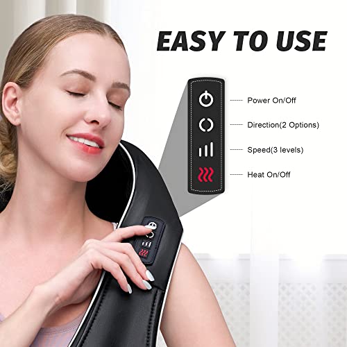 Shiatsu Back And Neck Massager With Heat，Electric Deep Tissue 3D Kneading Massage Pillow For Shoulder, Legs, Foot And Body, Relax Gifts For Women Men Mom Dad #TOP3