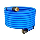 YOTOO Heavy Duty Hybrid Garden Water Hose 5/8-Inch by 75-Feet 150 PSI Kink Resistant, Flexible with Swivel Grip Handle and 3/4' GHT Solid Brass Fittings, Blue