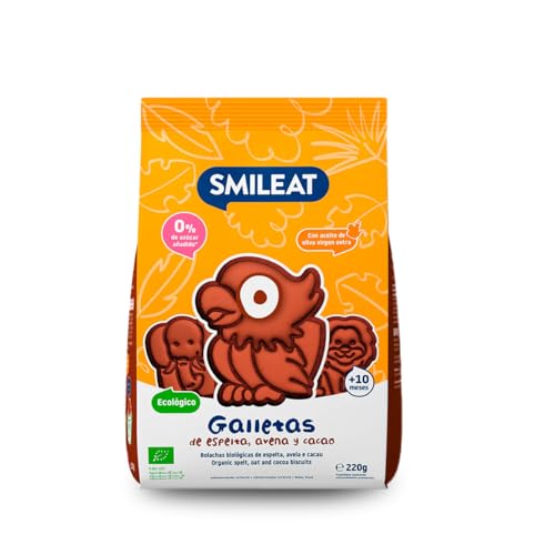 Smileat Galletas Ecológicas De Cacao, Avena Y Espelta Para Bebés Desde 10 Meses Horneadas Con Ingredientes Naturales Snack O Merienda Sana Sin Aceite De Palma, 220g Smileat Galletas Ecológicas De Cacao, Avena Y Espelta Para Bebés Desde 10 Meses Horneadas Con Ingredientes Naturales Snack O Merienda Sana Sin Aceite De Palma, 220g